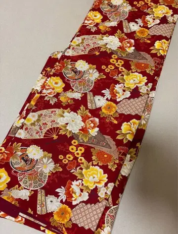 기모노 이중 기모노/코몬/꽃무늬/빨간색 톨 사이즈 기장 165