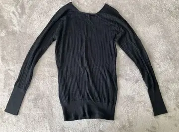 1/15까지 판매! KANAM 실크 리브 롱 슬리브 블랙