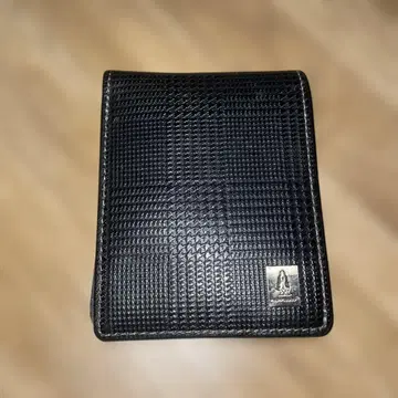 블랙 가죽 이단 접이식 지갑