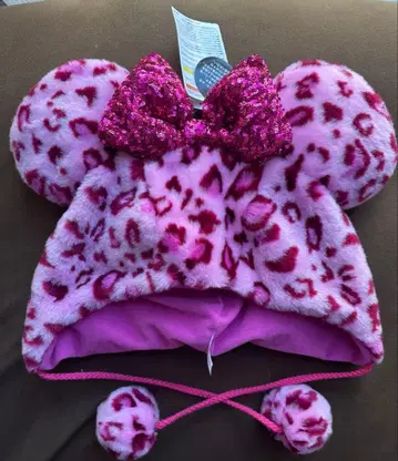 팬캡 레오파드 무늬 핑크 레오파드 표범 무늬 도쿄 디즈니리조