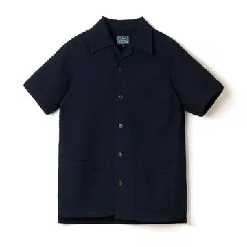 스튜디오 다치산 인디고 도비 반팔 셔츠 5724