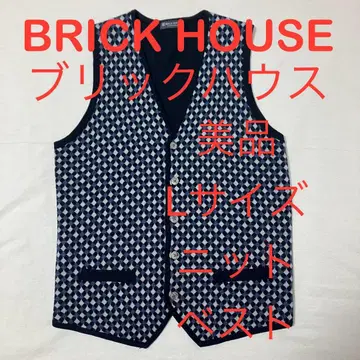 새상품급 BRICK HOUSE 아가일 체크 울 니트 베스트 지레 L