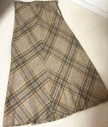 Cyrillus 체크 무늬 플레어 스커트 F 사이즈