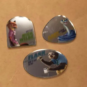 주토피아 아크릴 거울 씰 3개 세트