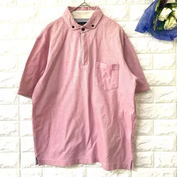 ZEPHYR 피케 셔츠 버튼 다운 빨간색 하프 지퍼 스트라이프 일본제