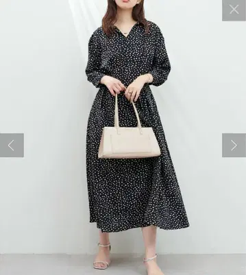 스키퍼 카라 7부 소매 원피스 natural couture 도트 슬림