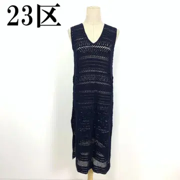 LA6958 23구 코튼 슬리브리스 니트 원피스 네이비 38