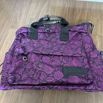 ANNA SUI 새 꽃무늬 나일론 백 보라색