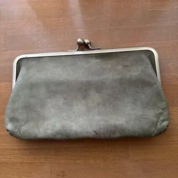 그레이 가죽 가마구치 장지갑