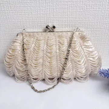 비즈 장식 핸드백 크림색 ROPE