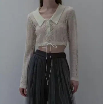 [ 가격 인하 가능 ] HONEY MI HONEY 니트 폴로 탑 민트