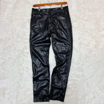AZUL BY MOUSSY 블랙 합성 피혁 슬림핏 팬츠 가죽 팬츠