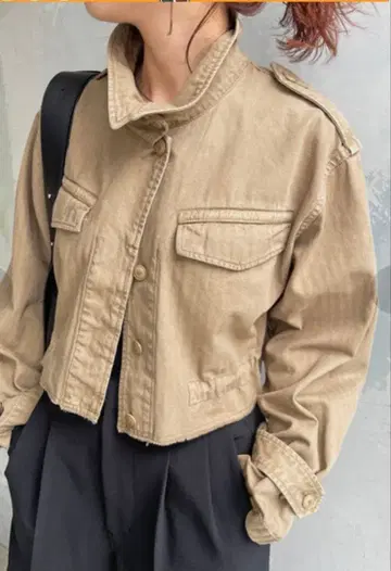 크롭 데님 자켓 사이즈 F 카키