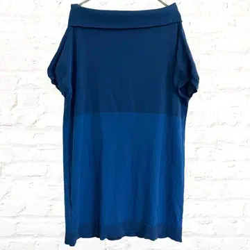 원피스 오프숄더 프렌치 슬리브 미디 기장 바이컬러 라메 블루