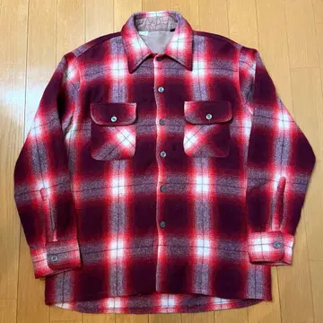 빈티지 60s USA제 옴브레 울 셔츠 박스 실루엣