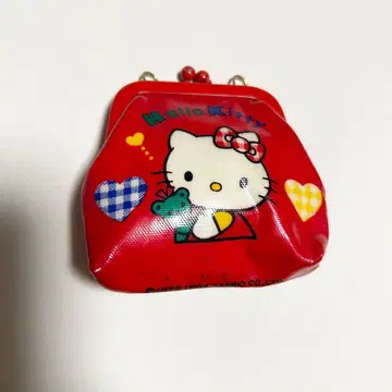 헬로키티 빨간색 가마구치 지갑 코인 케이스 헤이세이 레트로