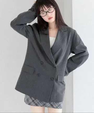 Heather 오버 미들 테일러드 자켓 차콜 그레이