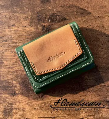 핸드메이드 천연 가죽 3단 폴더형 지갑