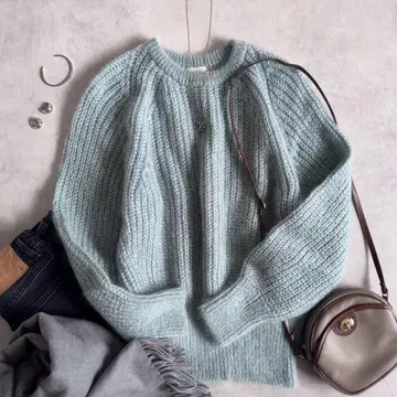 극미품 IENA 이에나 모헤어 리브 니트 스웨터 일본제 보송보송