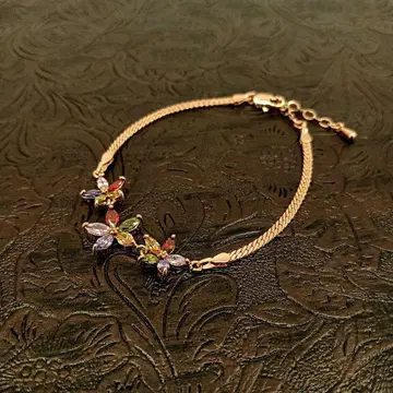 빈티지 플라워 로즈 골드 팔찌 지르코니아