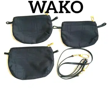 WAKO 와코 블랙 숄더백 파우치 미니백 3종 세트