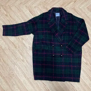 그린 계열 체크 더블 브레스트 체스터 코트 폴스미스