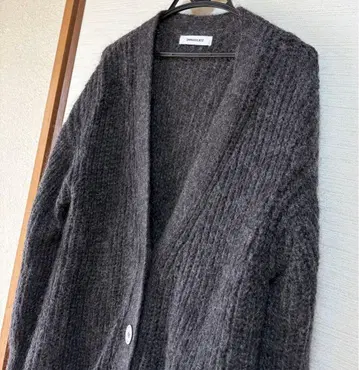 EMMACULATE 그레이 모헤어 니트 롱 가디건