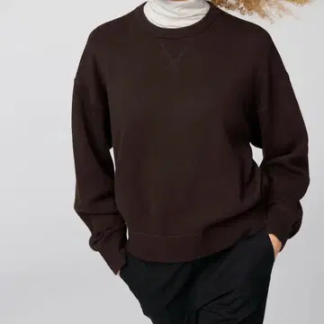 UNIQLO 스무스 코튼 크루넥 스웨터 다크 브라운 XL