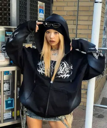 [ A'GEM/9 ] 스프레이 가공 지퍼 후드티