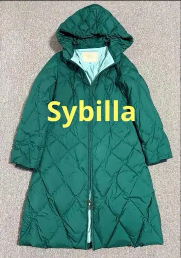 Sybilla 짙은 녹색 다운 롱 코트 자켓 후드 이토킨