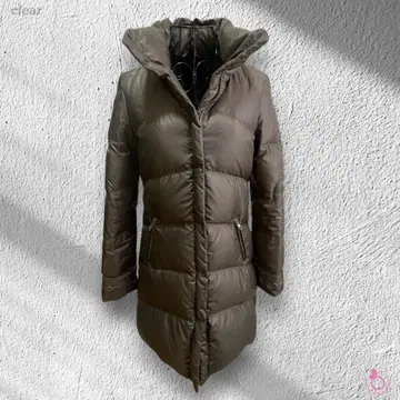 클리어 롱 다운 코트 스탠드 카라 브라운 38