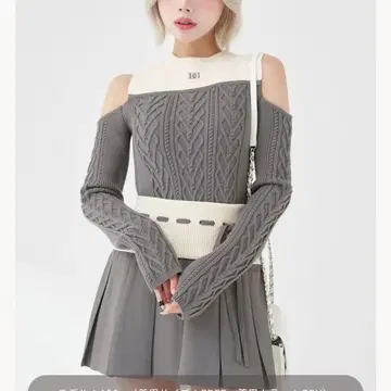 숄더 오픈 니트 셋업 darich 그레이