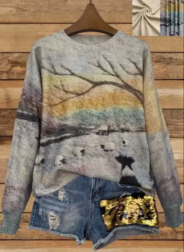 양의 번견 해질녘 <부드러운 소재로 귀여운 스웨터> Lsize