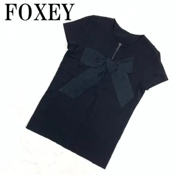 LA7433 폭시 코튼 리본 장식 반팔 티셔츠 블랙 38