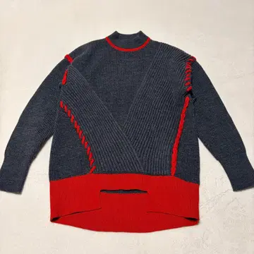 UN3D. POINT STITCH KNIT TOP 36 그레이 빨간색