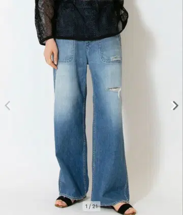 [새상품급] JOHNBULL 11온스 데님 데크 팬츠 빈티지 가공 L