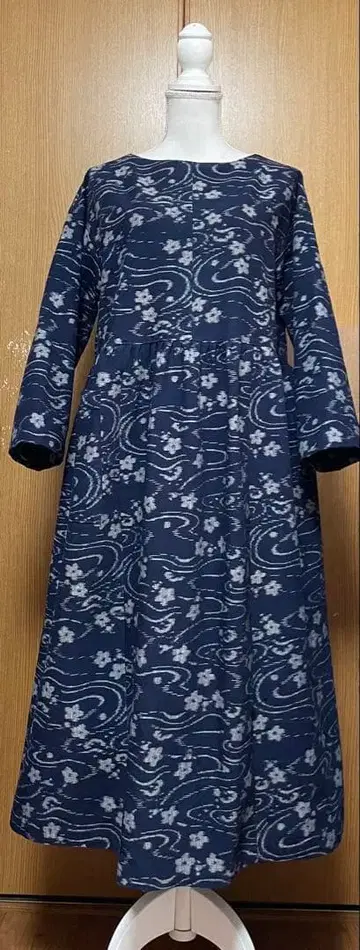 기모노 리메이크 구루메가스리 허리 개더 원피스