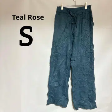 새상품급 Teal Rose [ S ] 와이드 팬츠 블루 루즈핏 포켓 부착