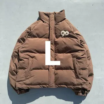 90 로고 리치 퍼퍼 재킷 브라운 L