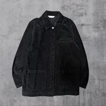 코듀로이 히요쿠지타테 테일러드 칼라 셔츠 자켓 면 블랙 L 아메카지