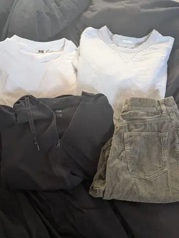 여성용 상의 세트 화이트 그레이 블랙