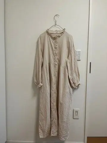 Samansamos2 Cross x Linen 프릴 원피스 아이보리 M