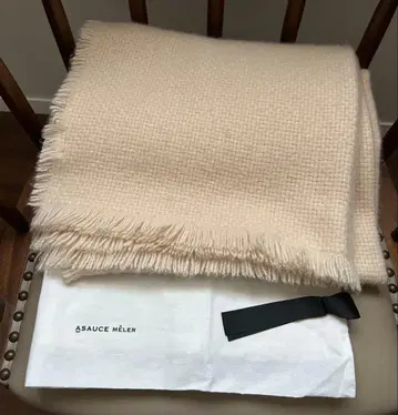 ASAUCE MELER 바스켓 프린지 스톨 캐시미어 아이보리