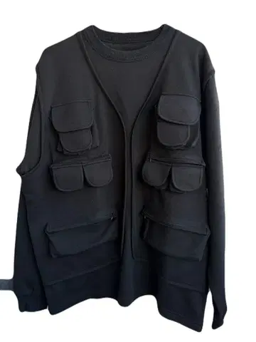 EDIFICE 블랙 포켓 부착 맨투맨 베스트