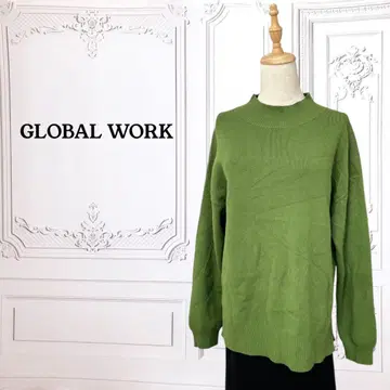 [글로벌 워크] 니트/스웨터 [L] 그린 무지/심플 모크넥