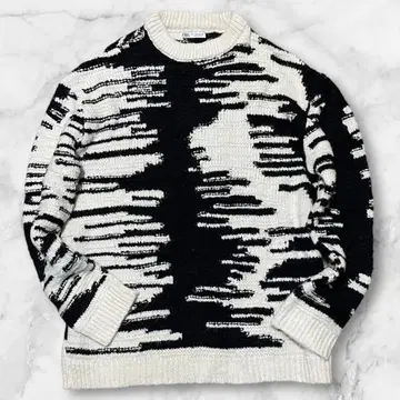 ZARA 올 패턴 니트 스웨터 화이트 블랙 S 사이즈