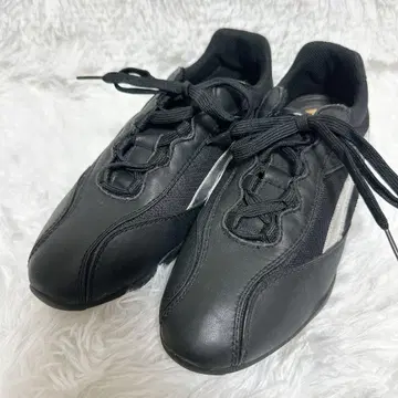 GEOX 블랙 실버 가죽 스니커즈 레이스업 EUR38