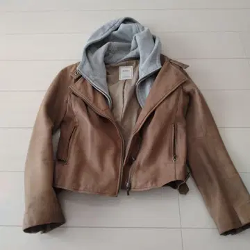 램 가죽 라이더 자켓 후드 부착