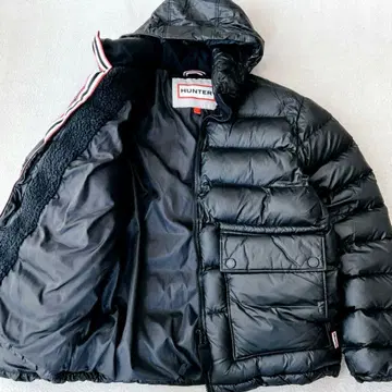 HUNTER 헌터 후드 부착 다운 자켓 L 블랙 트리코롤