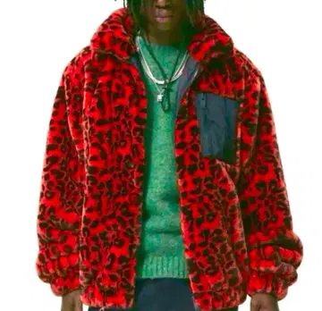 ZARA 빨검 레오파드 무늬 플리스 자켓